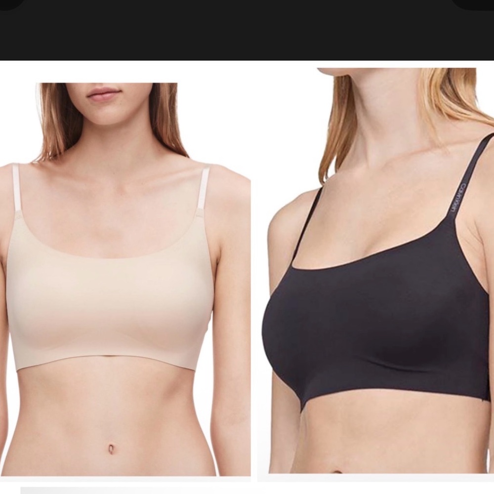 Lot of 2 Calvin Klein Invisible Comfort Lightly Lined Bralette Black/Nude M GUC